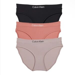 NWT Women’s Calvin Klein 3-Pack Hipster Bikini in Black, Coral, Taupe